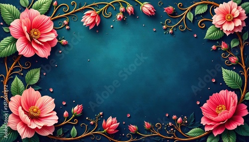 Intricate floral damask, swirling vines & leaves, repeating, vector