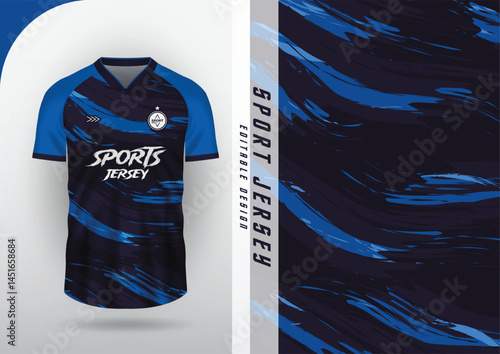 Jersey design, Jersey, Football, Soccer, Futsal, Running, Badminton, Tennis, Wave pattern, Brush, Blue