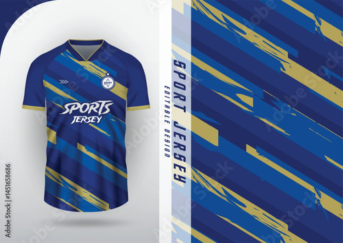 Jersey design, Jersey, Football, Soccer, Futsal, Running, Badminton, Tennis, Blue Gold Stripes