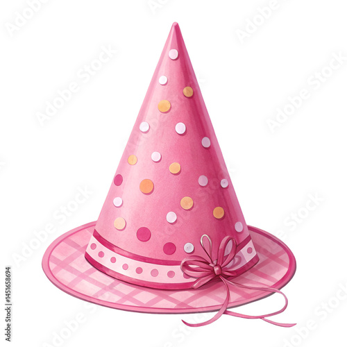 Pink birthday cap on a white background.