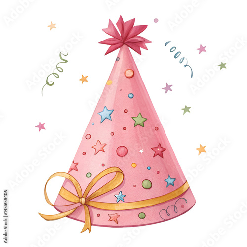 Pink birthday cap on a white background.