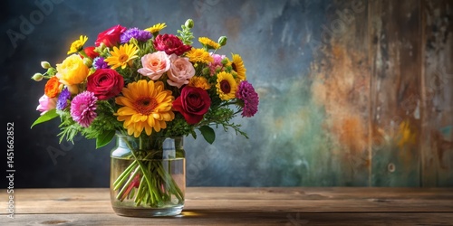 Wallpaper Mural Beautiful bouquet of various colorful flowers in a glass vase, colorful blooms Torontodigital.ca