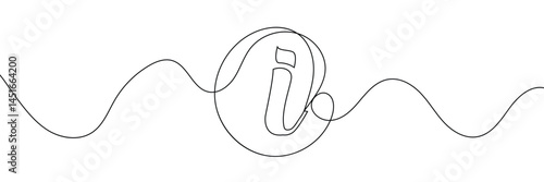 Continuous one line drawing silhouette of information symbol. The Information linear icon. One line drawing background. Vector illustration. Linear information background 