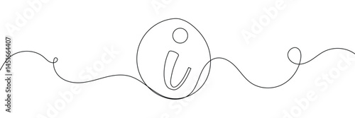 Continuous one line drawing silhouette of information symbol. The Information linear icon. One line drawing background. Vector illustration. Linear information background 