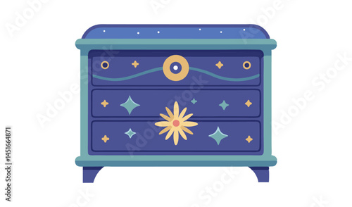 Celestial night sky decorated chest of drawers