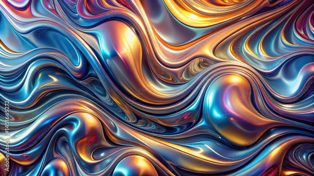 Fototapeta premium Abstract fluid silver mercury pattern with mesmerizing colors on beautiful background, colors, cosmic, colors, cosmic