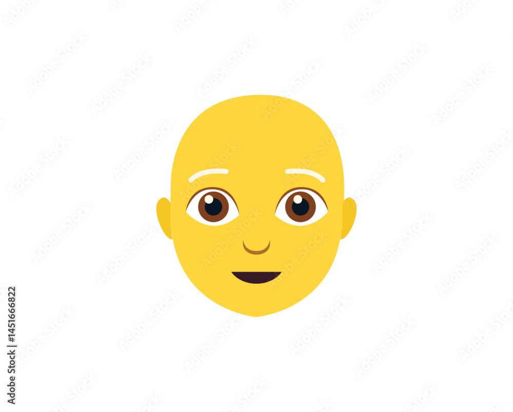Fototapeta premium bald person non-binary head face vector illustration emoji symbol sign icon flat design