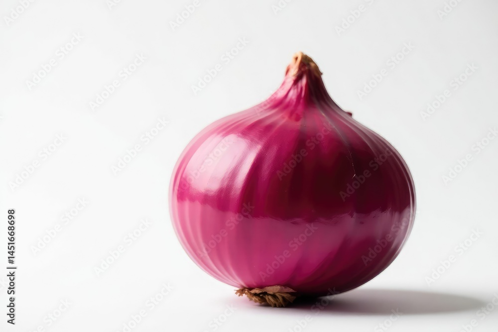 Fototapeta premium Close-up of a red onion against pure white, showing detail, background, healthy eating