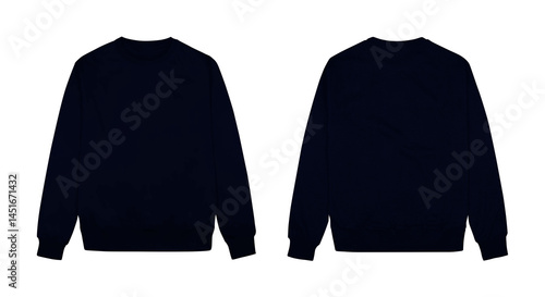 Navy sweater front and back template transparent background