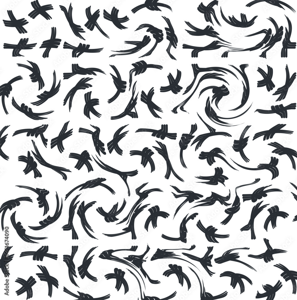 Fototapeta premium A flock of swirling, distorted birds or flying creatures.