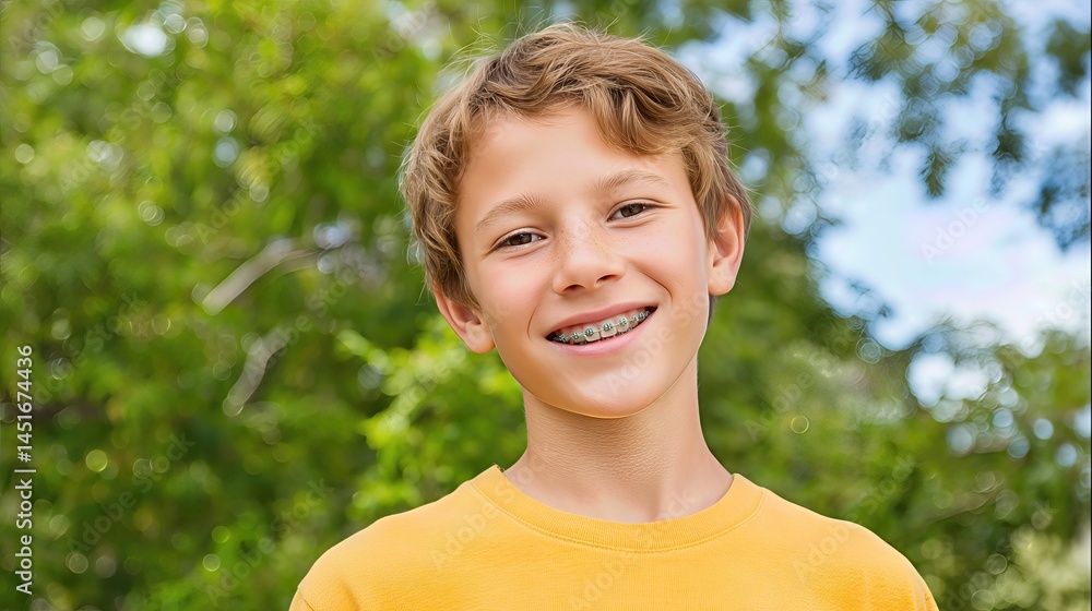 A smiling child with braces enjoys the bright sunny day outdoors, radiating happiness and energy in a vibrant setting filled with color and warmth.
A smiling child with braces enjoys the bright sunny day outdoors, radiating happiness and energy in a vibrant setting filled with color and warmth.