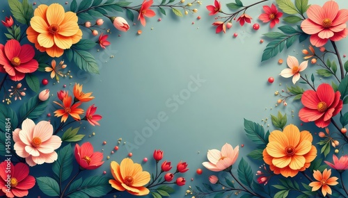 Subtle geometric arrangement of stylized floral motifs, muted tones, tile, clean