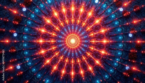Symmetrical radial pattern with radiating lines and circles, symmetry, modern, repeating