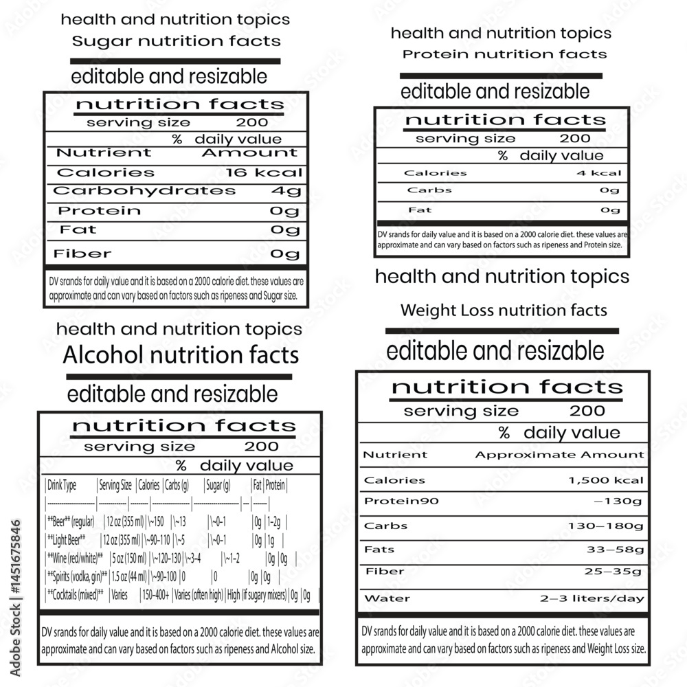 Fototapeta premium NUTRITION FACTS DESIGN BUNDLE