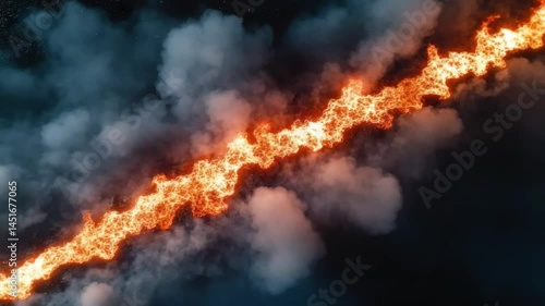 Wallpaper Mural Dramatic Burst of Flame Lighting up the Night Sky with Clouds and Stars in a Compelling Cosmic Scene Torontodigital.ca