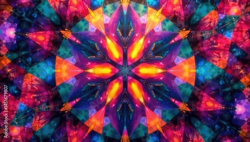 Obraz na płótnie Geometric shapes, kaleidoscope effect, vibrant colors, digital art, geometric w salonie