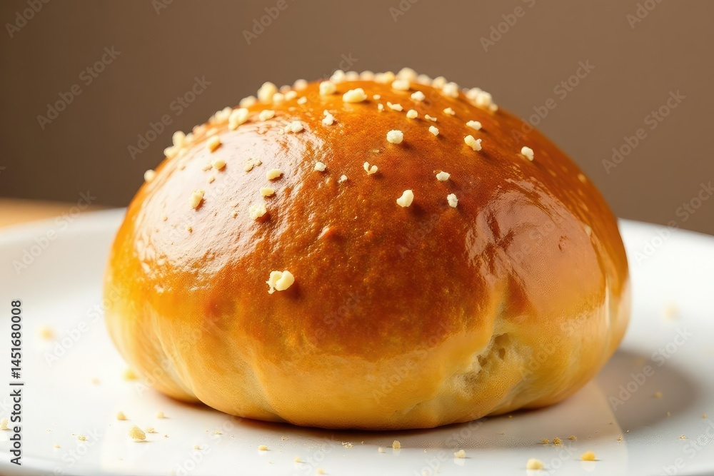 Golden-brown artisan bun, perfectly baked, isolated , dinner, baking, dough