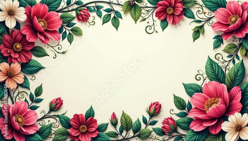 Obraz na płótnie Intricate floral damask, swirling vines & leaves, home, stylish, elegant pattern w salonie