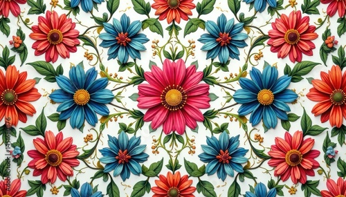 Obraz na płótnie Intricate floral design, repeating seamlessly , elegant, floral, botanical w salonie