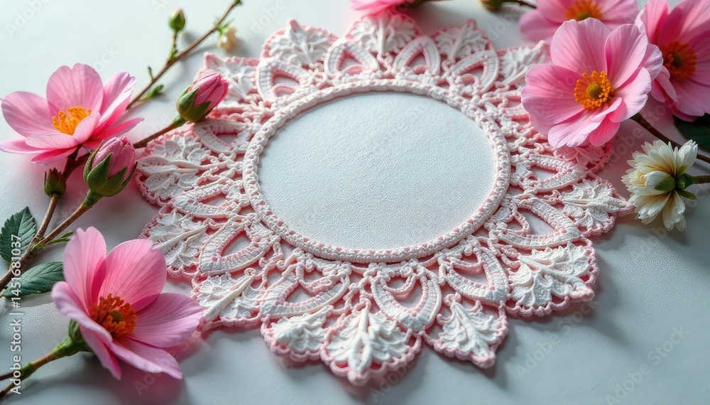 Intricate floral lace doily, delicate texture, vintage, delicate, texture