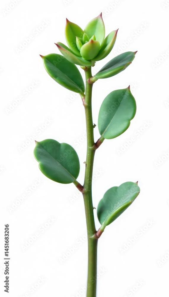 Single stem of succulent isolated on white background, botanical, plant