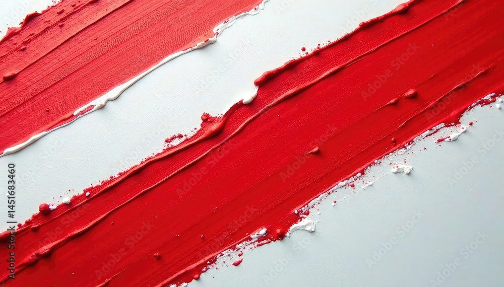 Stripes of red and white paint, textured background, modern, photography