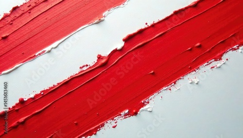 Obraz na płótnie Stripes of red and white paint, textured background, modern, photography w salonie