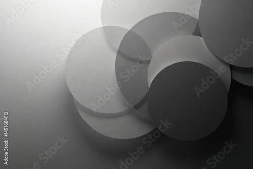 Obraz na płótnie Subtle overlapping circles forming a grayscale gradient, minimal, soft w salonie