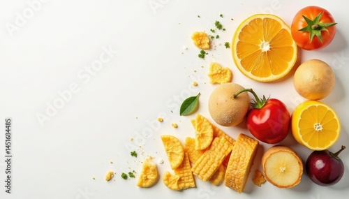 Obraz na płótnie Variety of unhealthy snacks on white background , processed, candy w salonie