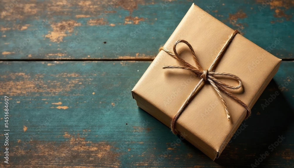 Vintage gift box pattern; kraft paper, twine, rustic charm, aged, repeat, handmade