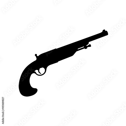 Pirate Pistol silhouette vector flat illustration design.