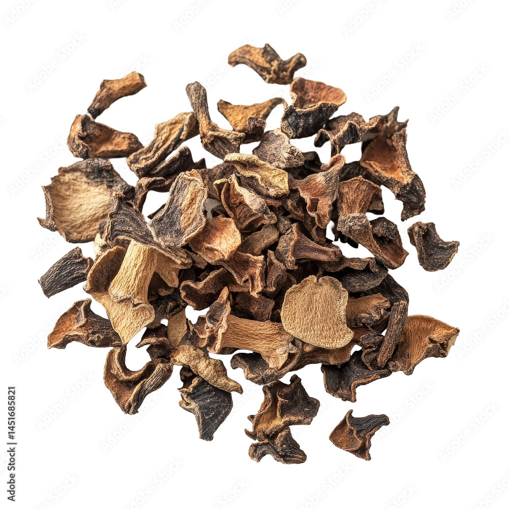Fototapeta premium Dried Zanthoxylum limonella Alston spices showcased from Thailand for culinary uses and flavor enhancement, Dry Zanthozylum limonella Alston spices in thai land on transparent background