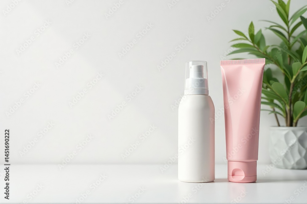 Clean minimalist white backdrop, perfect for beauty product display, shop, advertising, wood