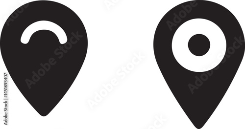 Silhouette vector EPS icon of a location marker, perfect for maps, navigation, GPS, travel, directions, geolocation, and mobile applications.