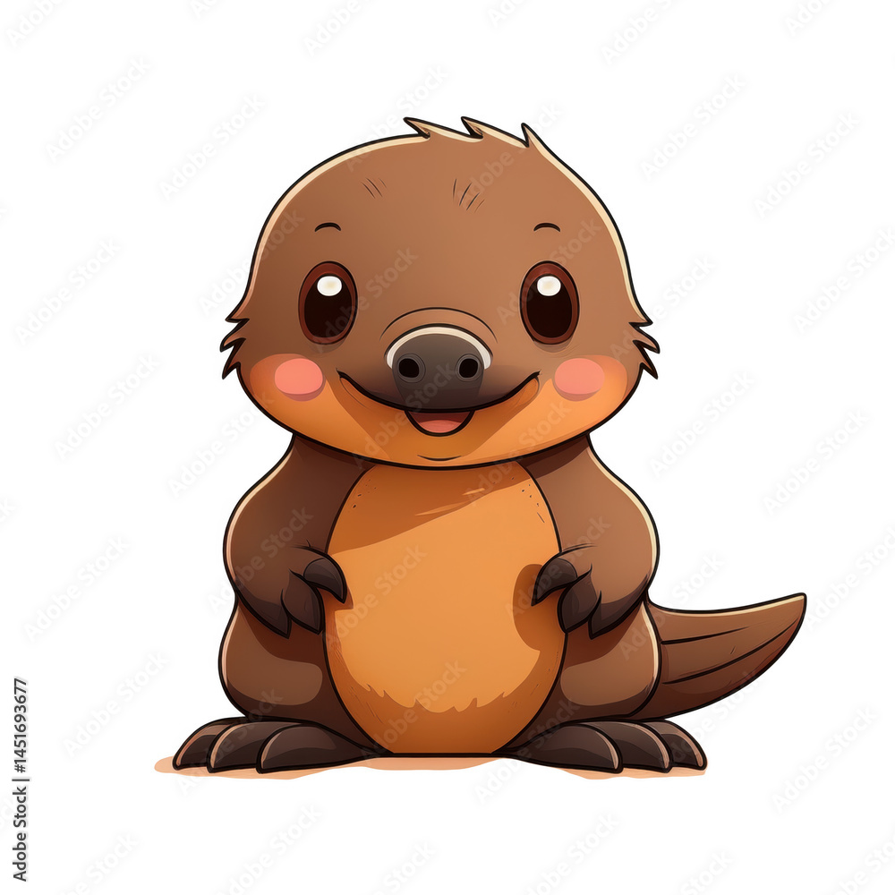 Fototapeta premium Adorable Cartoon Echidna Illustration Happy Cute Animal Character Design Perfect for Children's Books or Greeting Cards