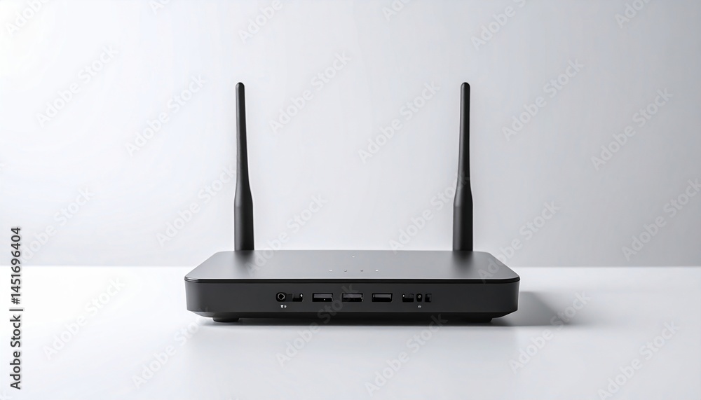 Fototapeta premium Setup process for wireless router home office technology guide indoor close-up connectivity essentials