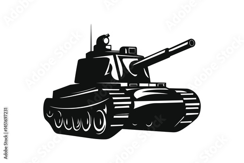 Vector Silhouette of a Heavy Army Tank Icon Illustration