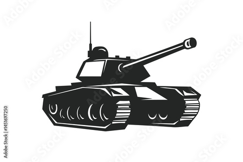Army Tank Silhouette Vector Icon Logo Style Design