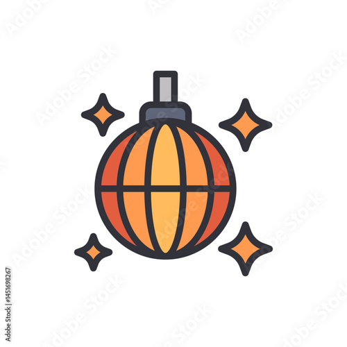 Disco ball colored icons, minimalist vector illustration ,simple transparent graphic element .Isolated on white background