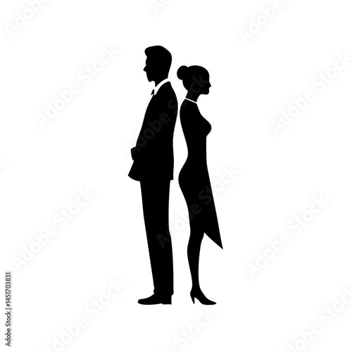 Wallpaper Mural Estranged Couple Silhouette Back to Back Torontodigital.ca