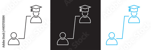 Graduation icon. Vector for websites, mobile interfaces, presentations, banner, visual branding etc. Vector illustration. isolated on white and black background. EPS 10
