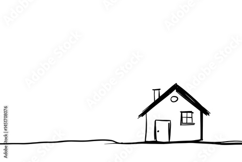 Simple Hand Drawn House Sketch on White Background Home Sweet Home Illustration