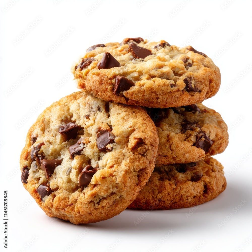 Stack of chocolate chip cookies isolated on white background Stack of chocolate chip cookies isolated on white background