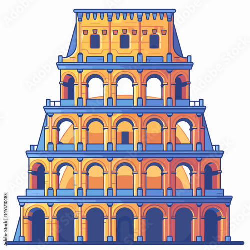 Colosseum in Rome, Italy. Vector illustration of a famous world landmark in a cartoon style. Icon for travel, tourism, postcards, guidebooks, and souvenirs.