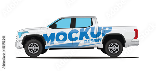 Pickup Car Tundra Double Cab - Mockup car vector for branding on white background. Side, Front, Rear, Top Views