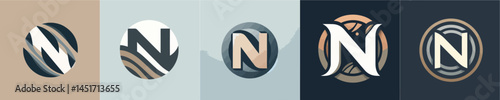 Earth tone letter N logo vector