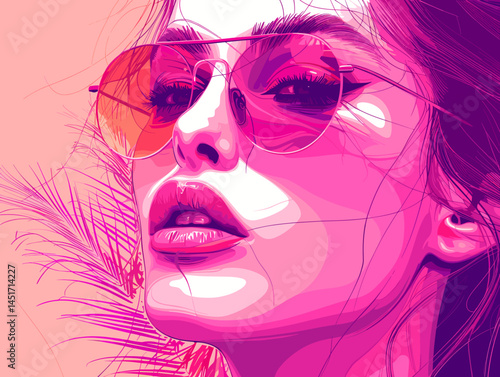 Sensual Expression: Vibrant Pink Lips, Watercolor Female Face, Passion, Emotions, Abstract Portrait, Color Expressiveness, Modern Art.