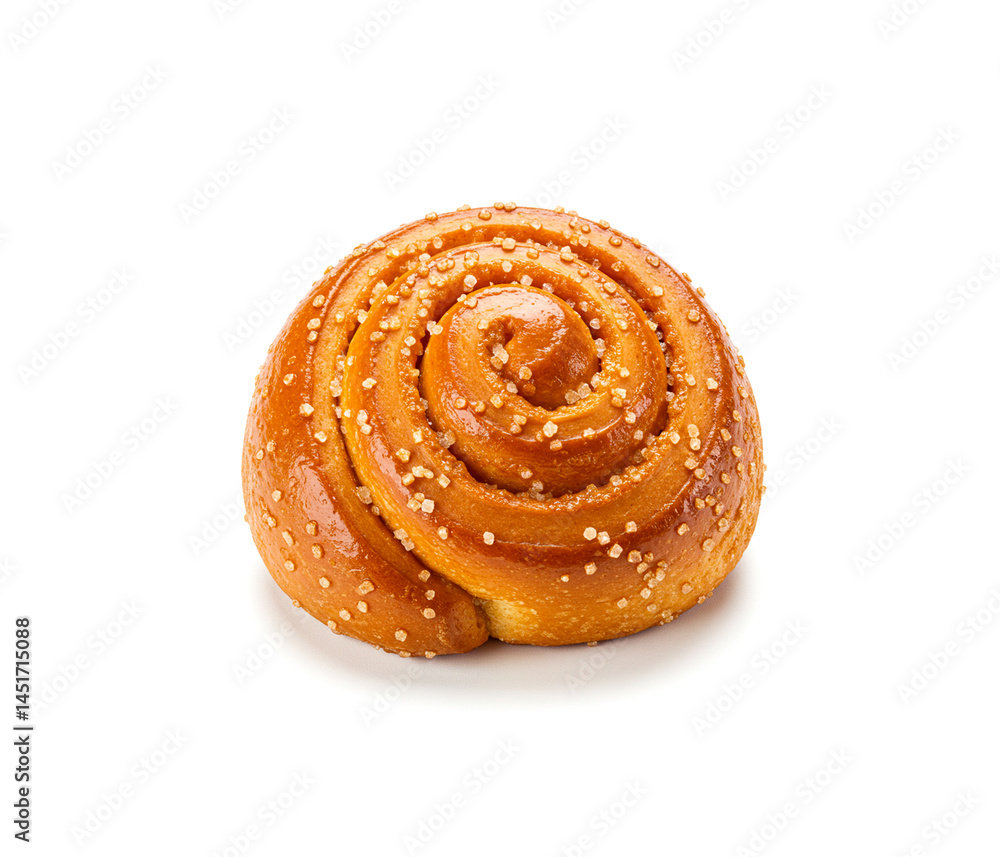 Fototapeta premium Cinnamon Roll isolated on white background.