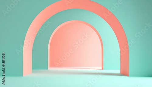 Geometric arch design modern interior 3d render minimalist environment creative viewpoint abstract concept for visual inspiration