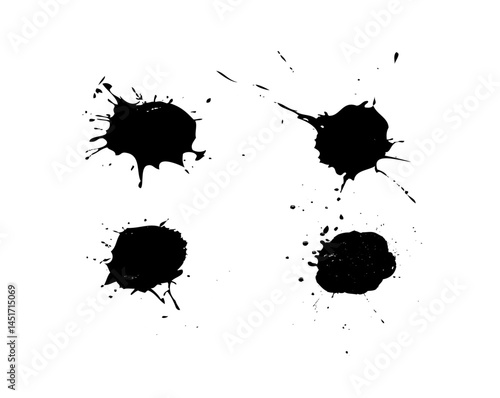Grunge ink blots vector on black colour